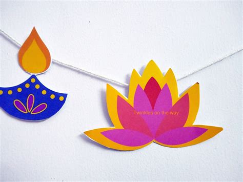 Diwali Toran Printable DIY Activity of Lotus and Diya Designs - Etsy