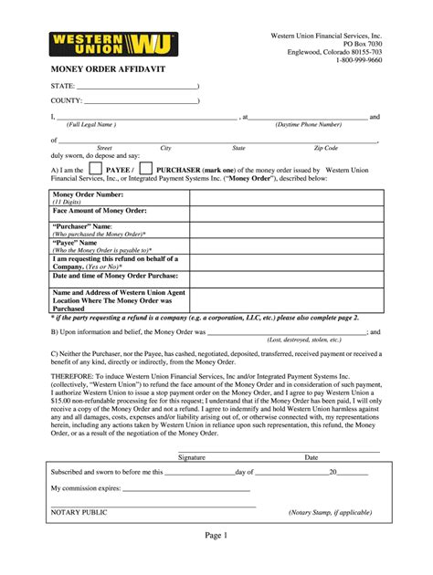 Western Union Form Pdf Printable Blank Money Order Template - Printable ...