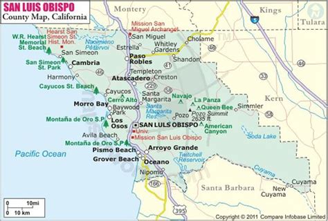 San Luis Obispo County Map, Map of San Luis Obispo County | San luis ...