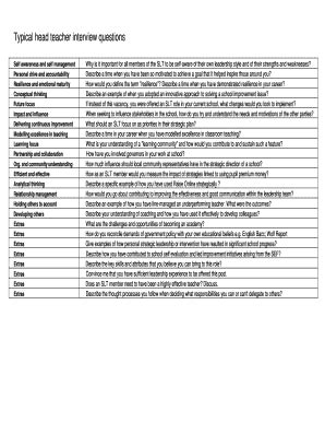 Fillable Online Typical head teacher interview questions Fax Email ...