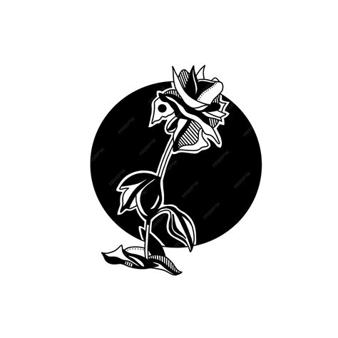 Premium Vector | A black and white logo with a rose in the center.