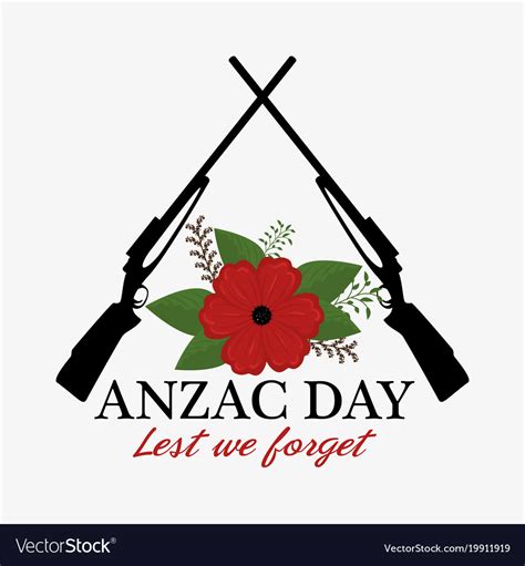 Anzac day poster with red poppy flower Royalty Free Vector