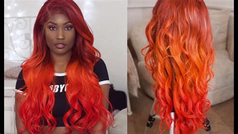 How I dyed my hair ombre orange/red! - HerHairCompany - YouTube