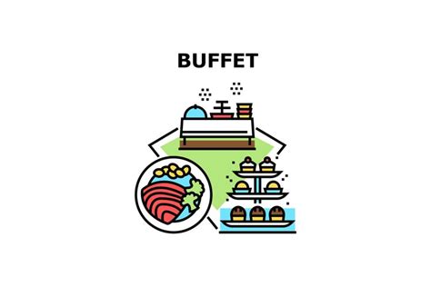 Buffet Food Vector Concept Color Illustration