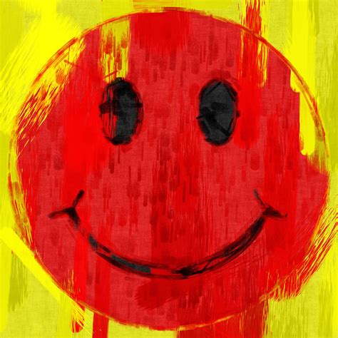 Red Smiley Face Abstract Digital Art by David G Paul