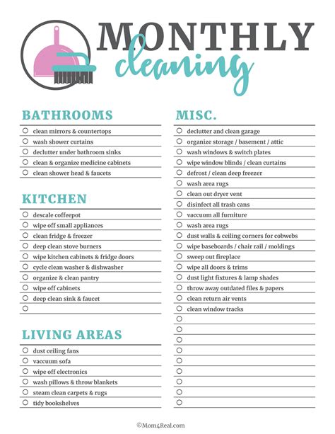 Weekly Cleaning Schedule Template Free