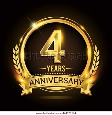 Celebrating 4 Years Anniversary Logo Golden Stock Vector (Royalty Free ...