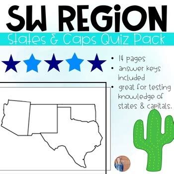 Southwest Region States and Capitals Quiz Pack by Faith and Fourth