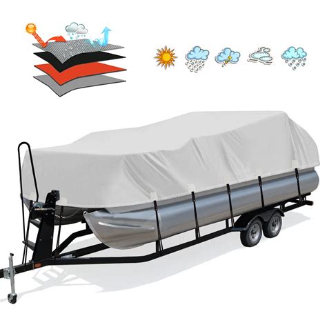 Solim Trailerable 800D PU Heavy Duty Pontoon Boat Cover, 19-21ft ...