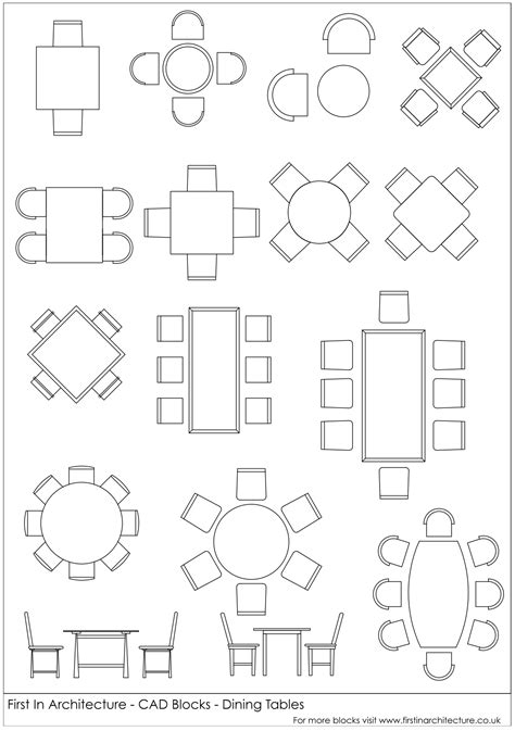 Free CAD Blocks - Dining Tables