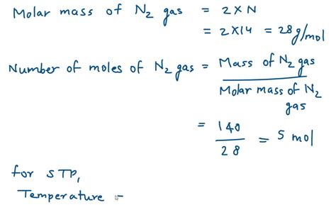 SOLVED: calculate the number of moles in 11.2ml Nitrogen gase at stp