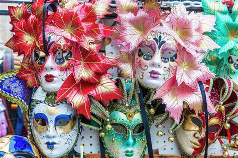 Colourful masks of the Carnival of Venice, famous festival worldwide ...