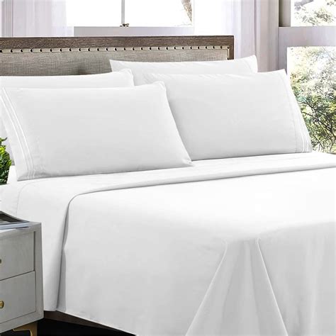 King White Bed Sheets Set Hotal Quality Bedding Microfiber 6 Piece Bed ...