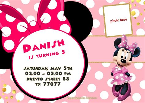 Download FREE Printable Minnie Mouse Invitation Template - Polka and ...