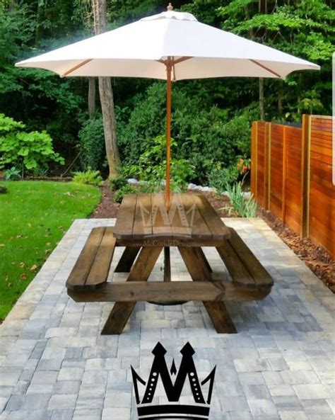 8ft Picnic table With umbrella hole Great for backyard | Etsy in 2020 ...