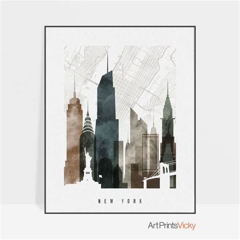 New York City Map Watercolor 2 print | ArtPrintsVicky