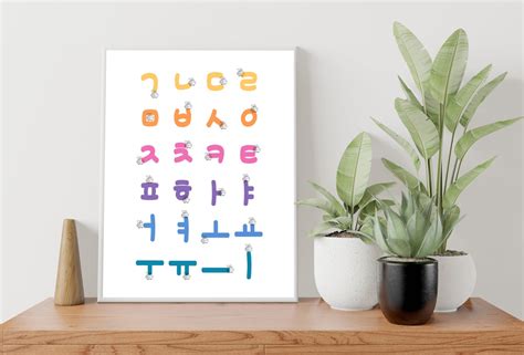 Korean Alphabet Poster Rainbow Kids Room Decor Alphabet - Etsy