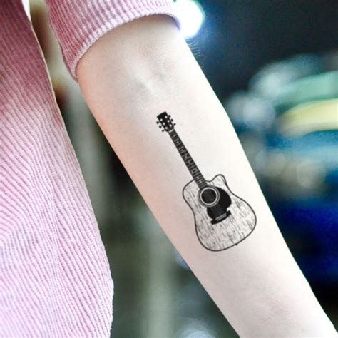 Acoustic Guitar Temporary Tattoo Sticker set of 2 - Etsy