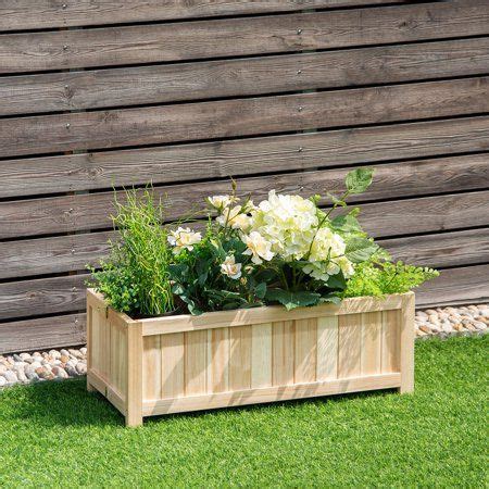 Costway Rectangle Wood Flower Planter Box Portable Raised Vegetable ...