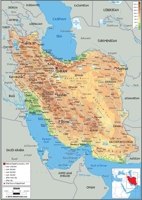 Iran Physical Wall Map by GraphiOgre - MapSales