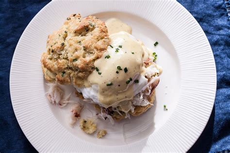 This crab Benedict recipe tops buttery, flaky, lemon-chive drop ...