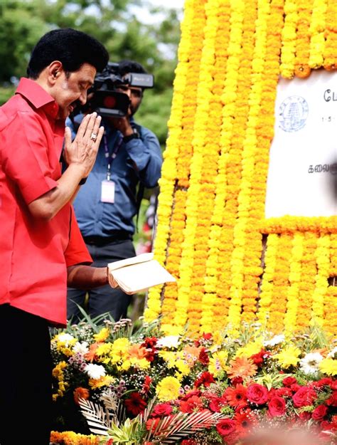 Tamil Nadu Chief Minister MK Stalin at the wreath laying ceremony at a ...