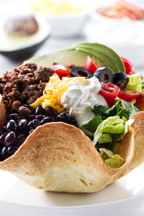 Beef Taco Salad in Tortilla Bowls - Savor the Best