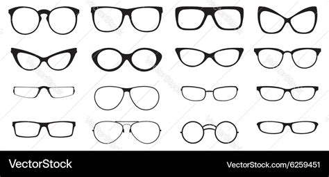 Eyeglasses silhouette set Royalty Free Vector Image