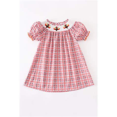 Thanksgiving Plaid Turkey Smocked Dress – cotton + fox