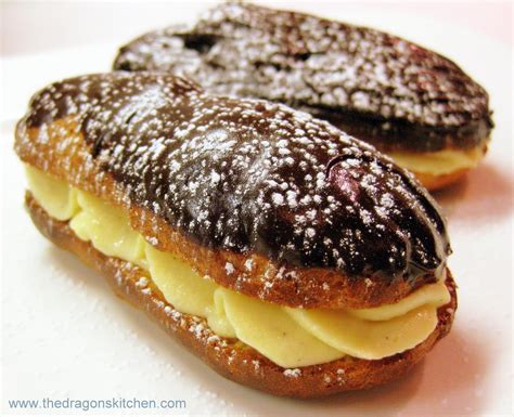 Dragon's Kitchen: Chocolate Painted Eclairs With French Vanilla Cream