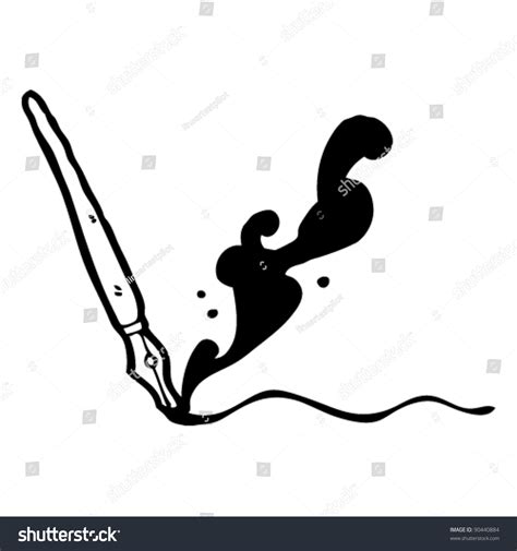 Splattering Ink Pen Cartoon Stock Vector Illustration 90440884 ...