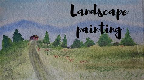 How to paint a Landscape / grass with watercolour / watercolor ...