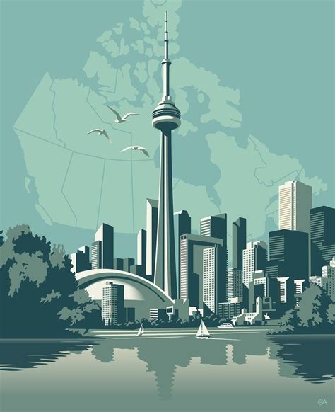 Toronto | Skyline painting, City illustration, City drawing