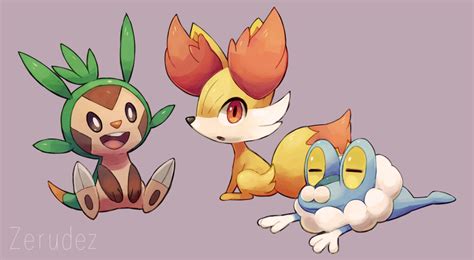 Kalos Starters by zerudez on DeviantArt