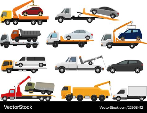 Tow truck towing car trucking vehicle Royalty Free Vector