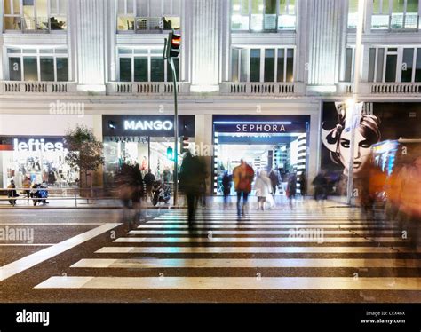 Gran Via street at night. Madrid. Spain Stock Photo - Alamy