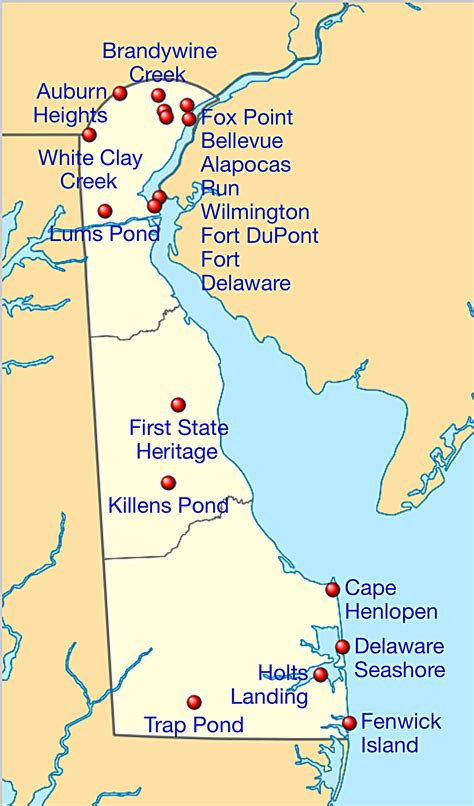 Map of Delaware State Parks | Map of delaware, Fenwick island, Delaware ...