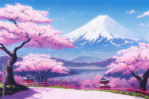 Anime Scenery Cherry Blossoms Background