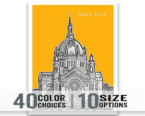 Saint Paul Minnesota Poster Art Skyline Print Cathedral Item | Etsy