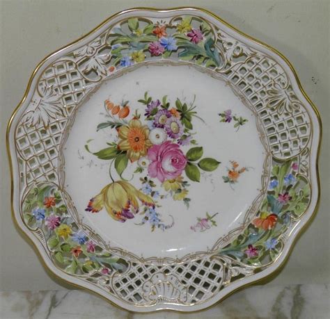 Dresden Porcelain (Germany) — Hand Painted Floral Reticulated Plate ...