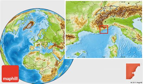 Physical Location Map of Monaco