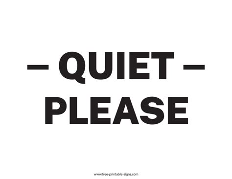 Quiet Zone Sign Printable