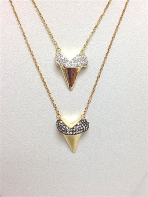 Gold Shark Tooth Necklace Diamond Shark Tooth Necklace | Etsy | Shark ...