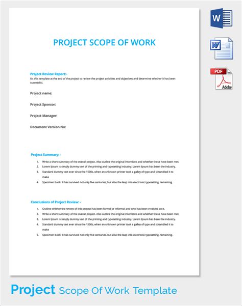 Project Scope Of Work Template - Free Printable Template