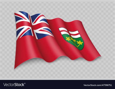 3d realistic waving flag of ontario is a state of Vector Image