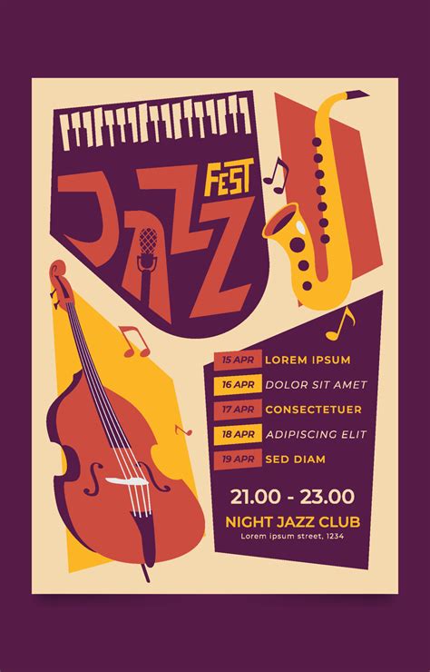 Jazz Music Festival Poster 5183465 Vector Art at Vecteezy