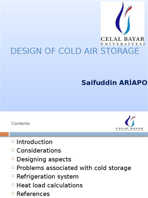 Design of Cold Storage | PDF | Refrigeration | Refrigerator