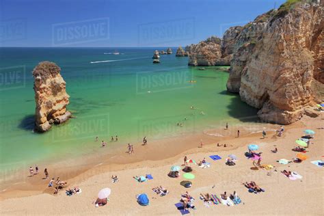 Praia da Dona Ana beach, Atlantic ocean, near Lagos, Algarve, Portugal ...