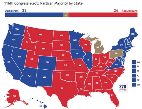 After the Midterms: Partisan Control of the U.S. House by State - 270toWin