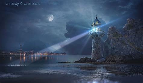 Harbor light, night, lighthouse, light, harbor HD wallpaper | Pxfuel